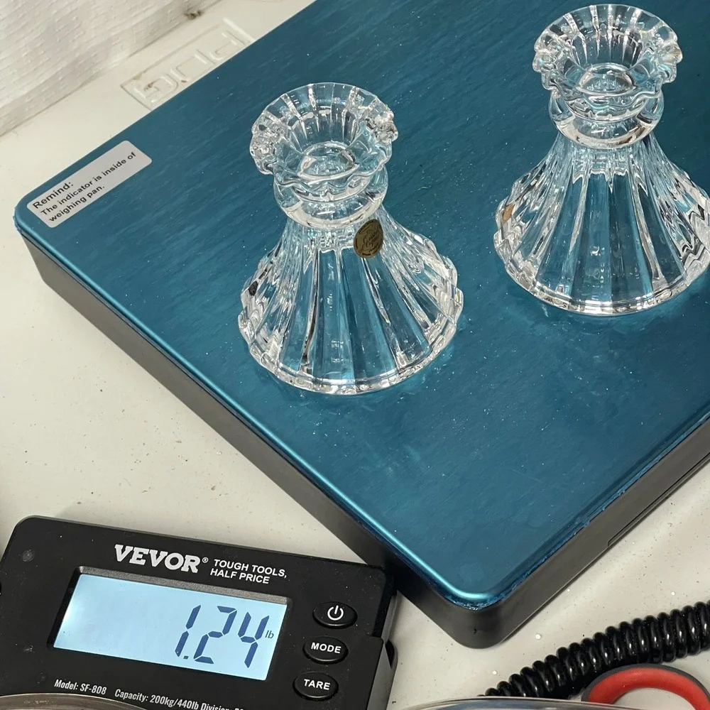 Vtg Cristal d'Arques France Lead Crystal Candle Holders‎ Pair Ribbed Clear Glass
